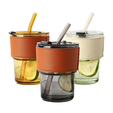 Water Glass Cup With Lid And Straw