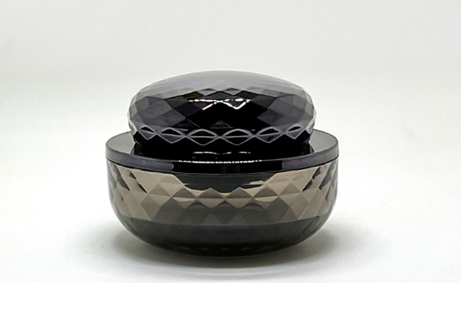 diamond cut cream jar black